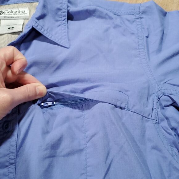🔹️Columbia GRT Periwinkle Buttoned Front Adjustable Long Sleeve Top Small - Picture 5 of 14